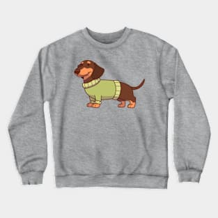 Black & tan dachshund wearing a green sweater Crewneck Sweatshirt